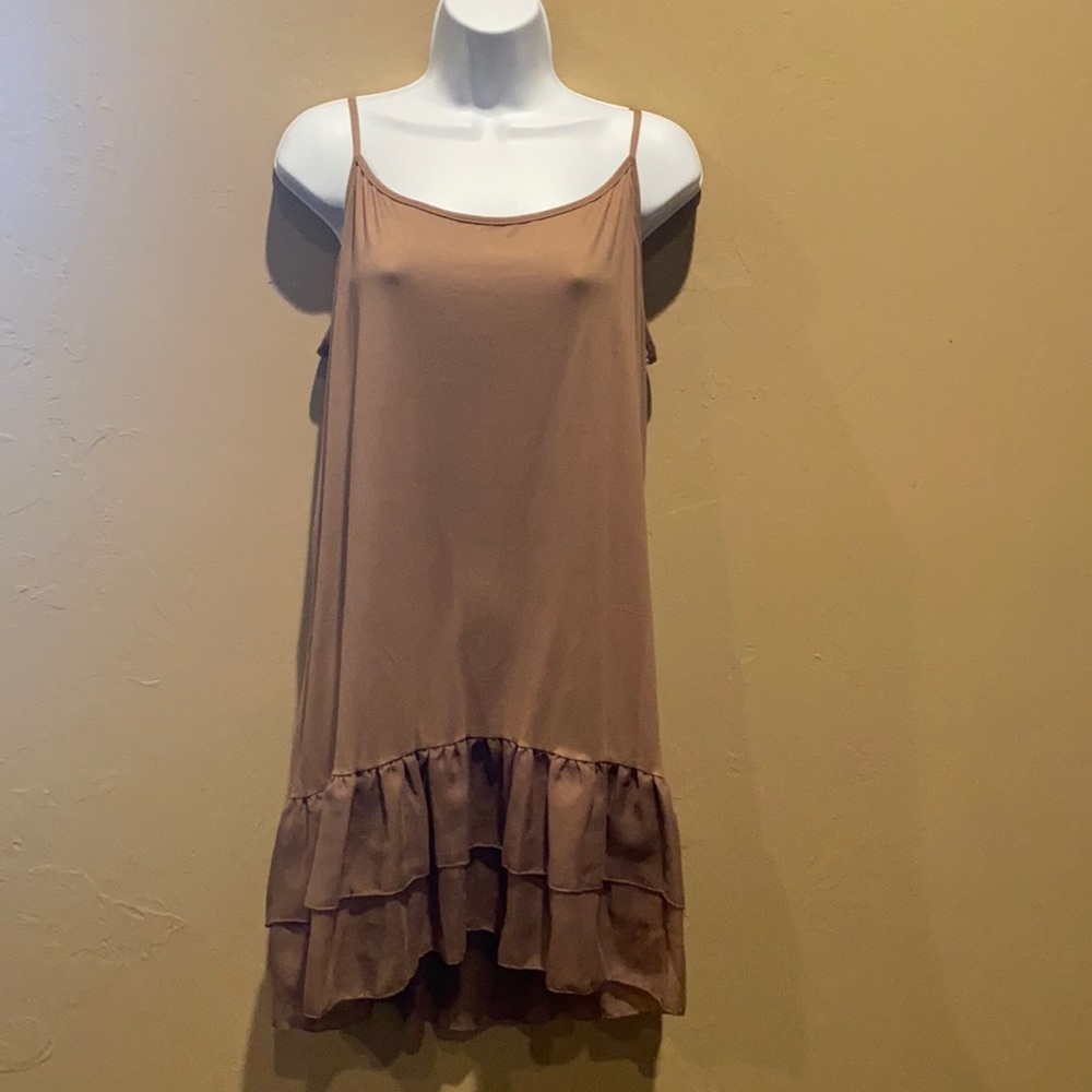 Long ruffled cami in Tan
